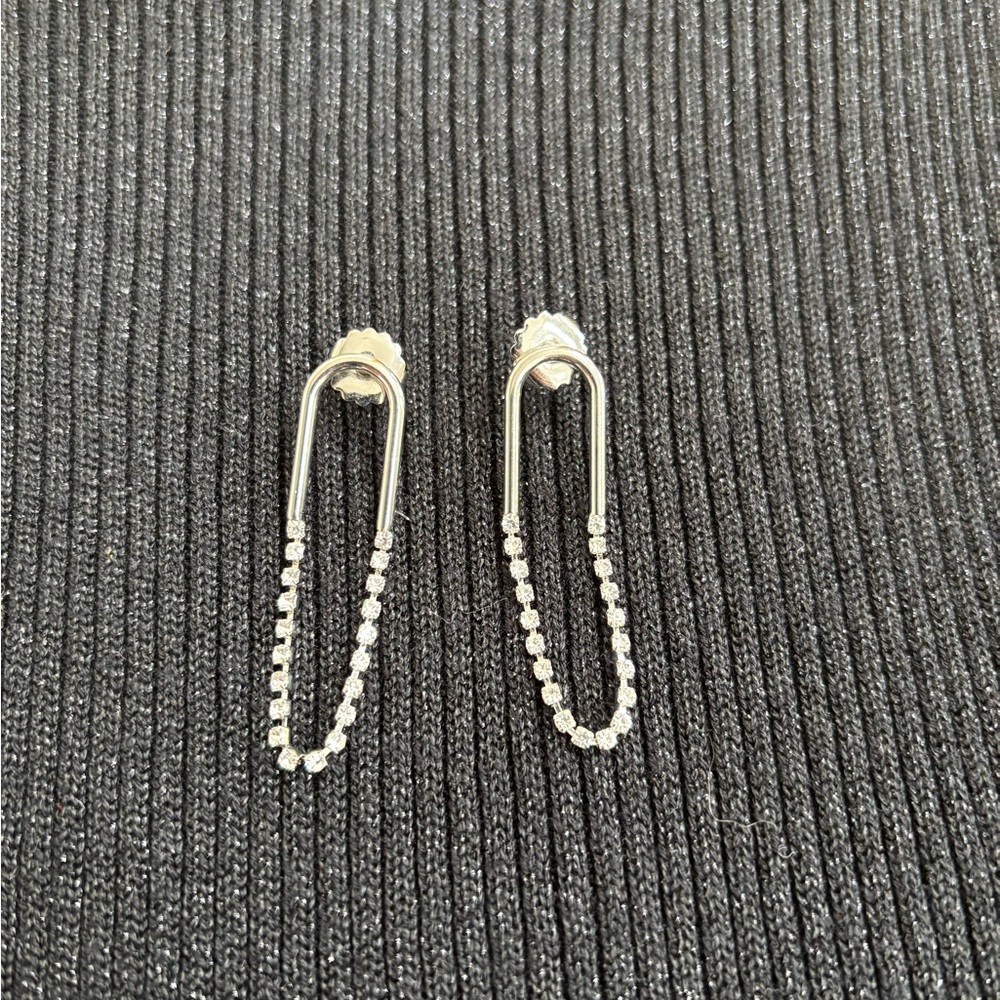 Elegant Silver Dangling Crystal Earrings
